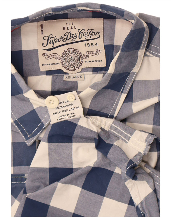 Ανδρικό πουκάμισο Superdry 2XL Blue Gingham Cotton