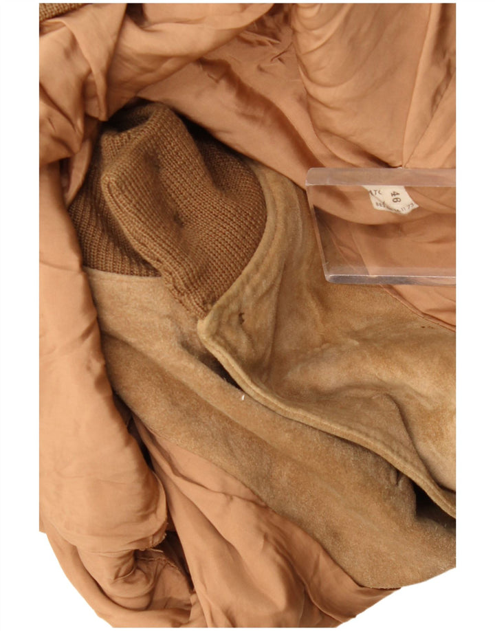 Vintage Ανδρικό Suede Bomber Jacket IT 46 Small Beige