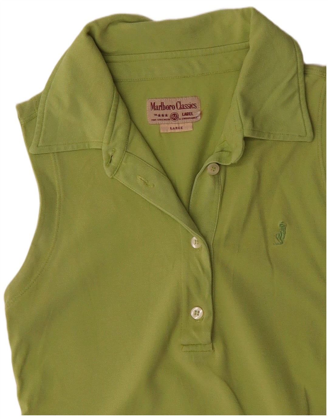 MARLBORO CLASSICS Γυναικείο αμάνικο μπλουζάκι πόλο UK 14 μεγάλο πράσινο βαμβακερό
