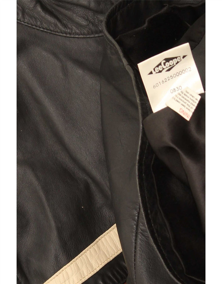 Lee Cooper Ανδρικό Δερμάτινο Μπουφάν UK 38 Medium Μαύρο ριγέ