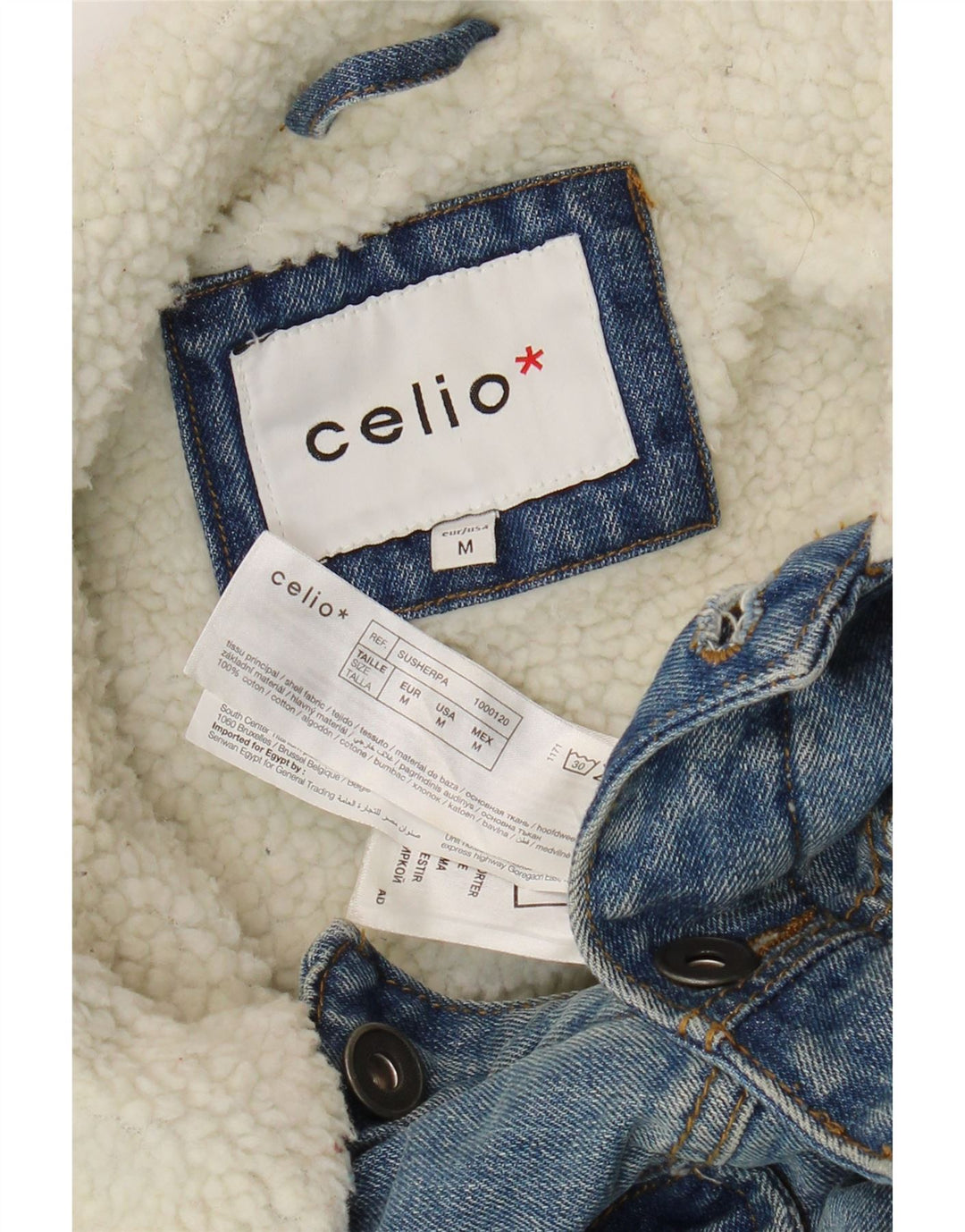 Celio Ανδρικό Sherpa Τζιν Μπουφάν UK 38 Medium Blue Cotton