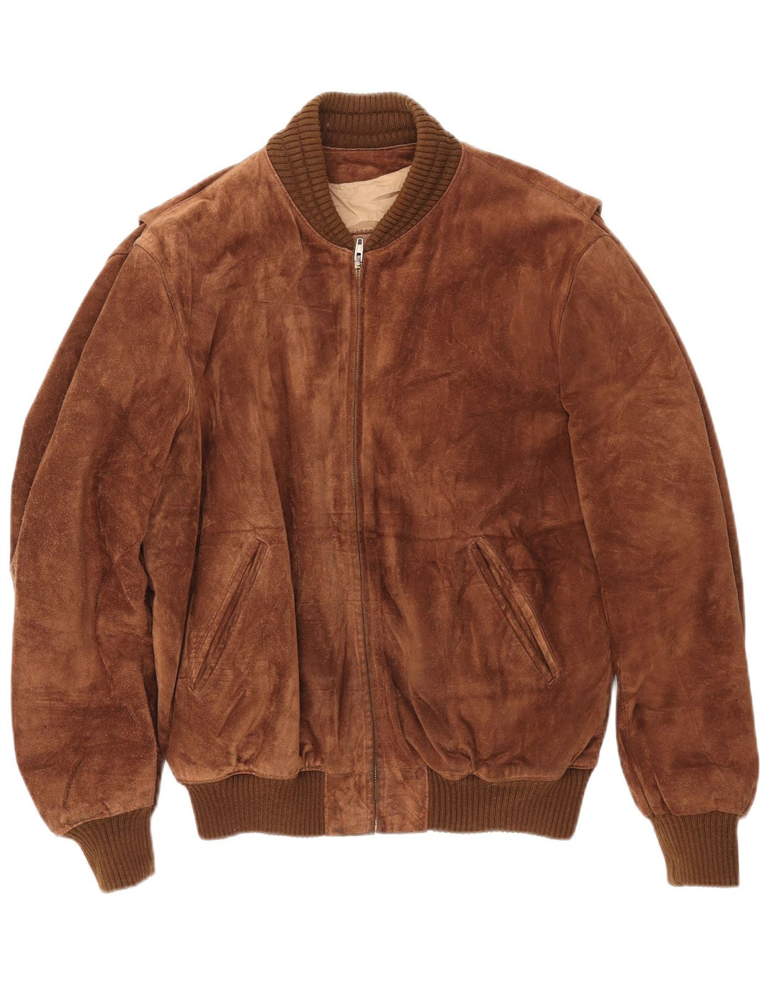 VINTAGE Ανδρικό Suede Bomber Jacket IT 52 XL Καφέ