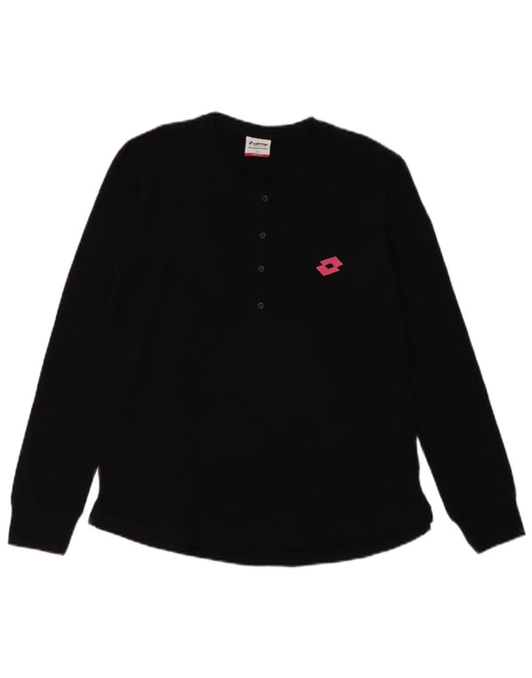 Lotto Womens Top Long Sleeve UK 10 Small Black Cotton