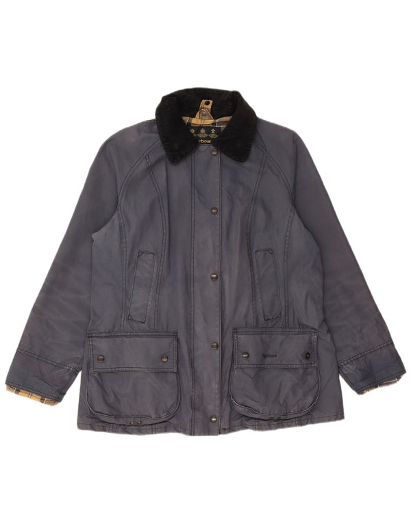 BARBOUR Γυναικείο κερωμένο βαμβακερό μπουφάν UK 12 Medium Navy Blue Cotton