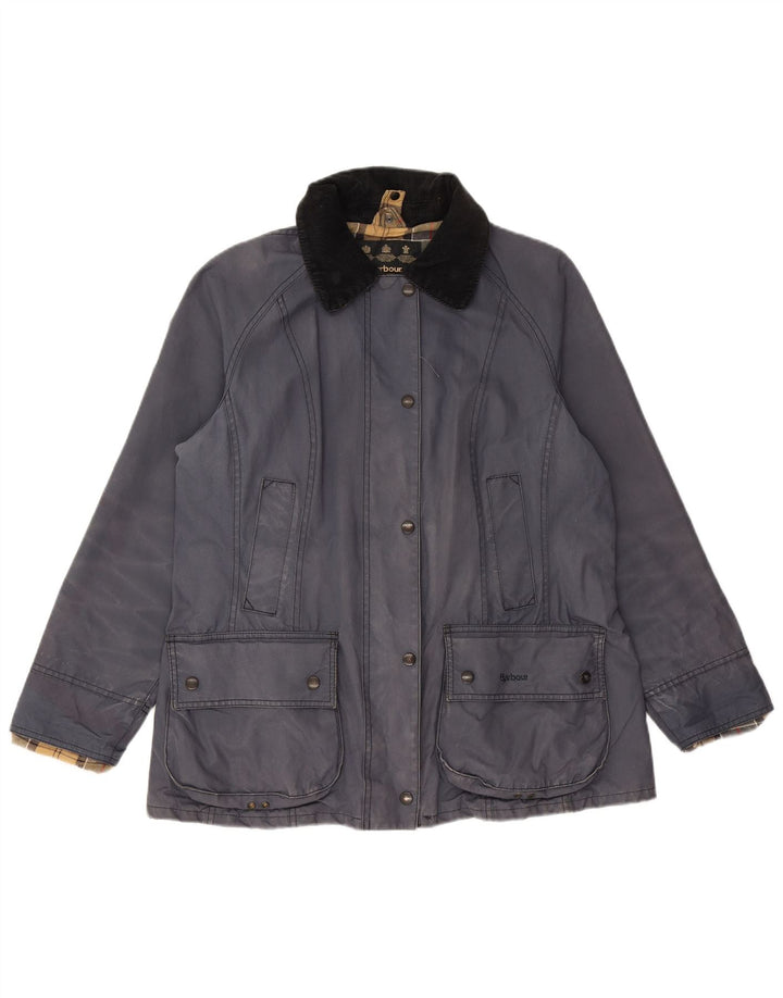 BARBOUR Γυναικείο κερωμένο βαμβακερό μπουφάν UK 12 Medium Navy Blue Cotton