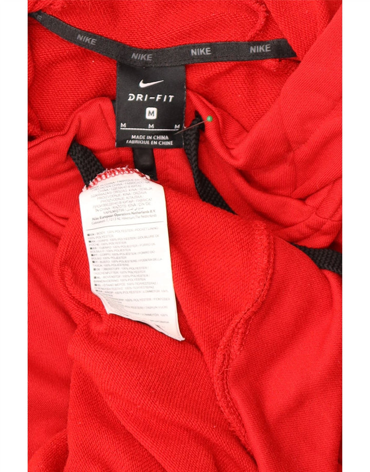 Ανδρικό πουλόβερ Nike με φερμουάρ Dri Fit με κουκούλα μεσαίου κόκκινου πολυεστέρα