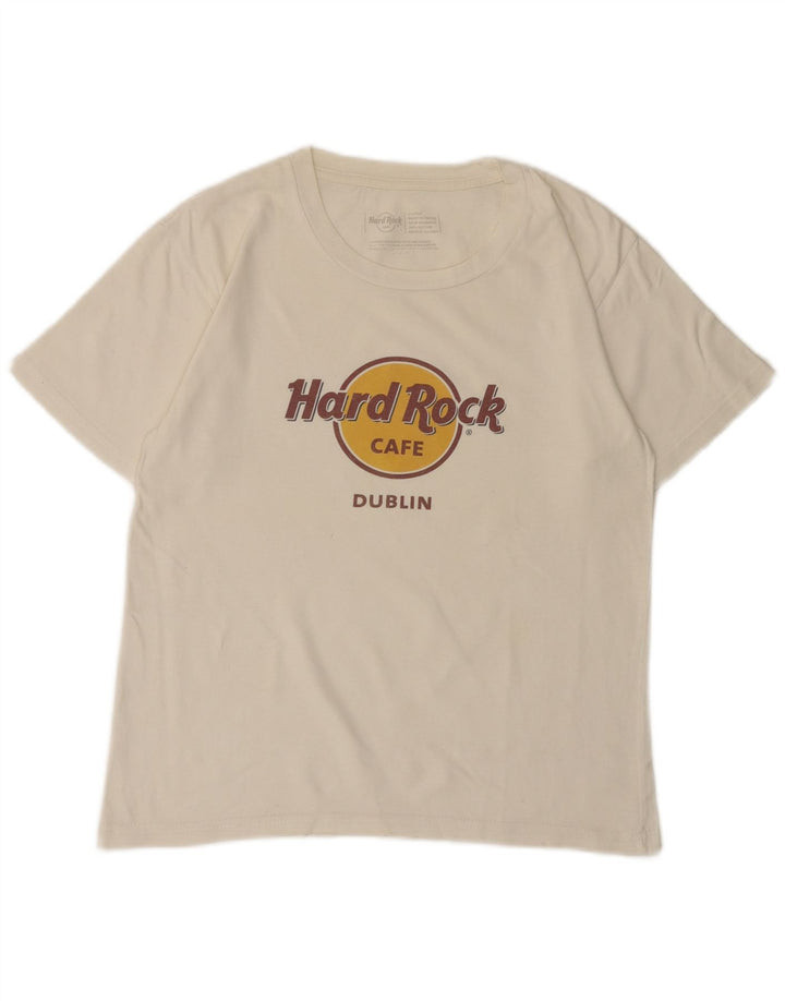 Hard Rock Cafe Γυναικείο T-Shirt Dublin Graphic Top UK 18 XL Λευκό βαμβακερό