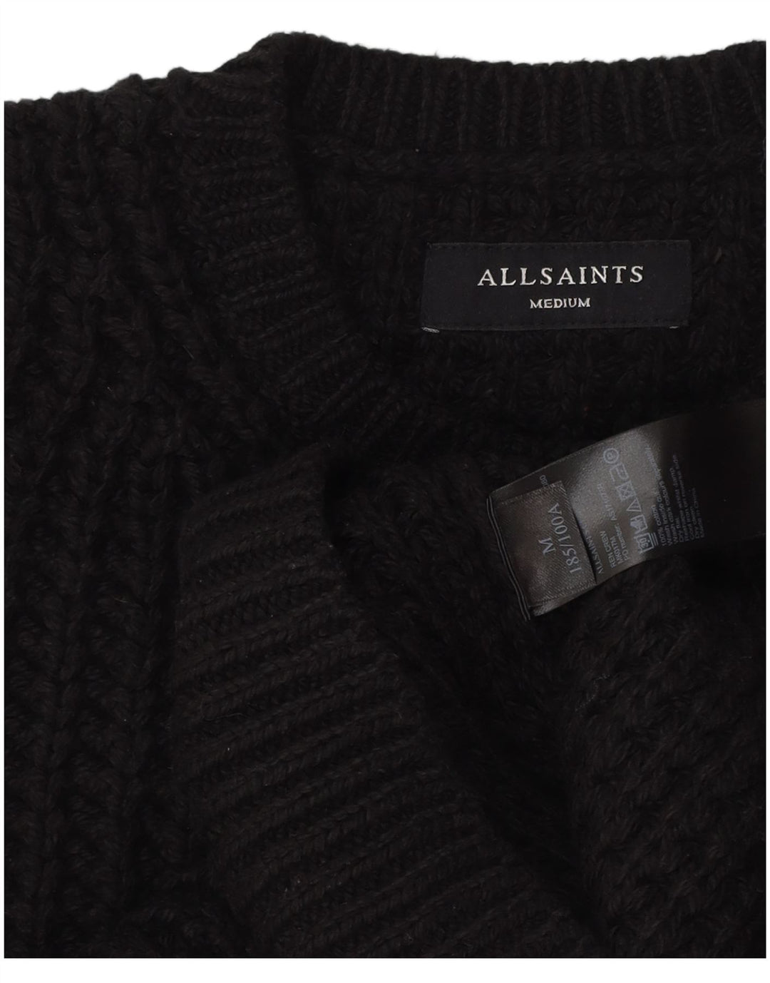 Ανδρικό πουλόβερ All Saints Crew Neck Jumper Μεσαίο μαύρο βαμβακερό