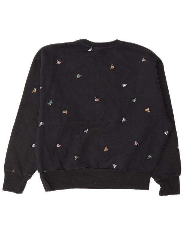 Γυναικείο Φούτερ Adidas Graphic Jumper UK 14 μεγάλο μαύρο βαμβακερό