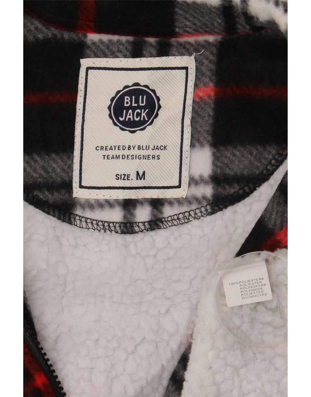 Vintage Ανδρικό Sherpa Ξυλοκόπος Φανελένιο πουκάμισο Μεσαίο μαύρο καρό πολυεστέρα