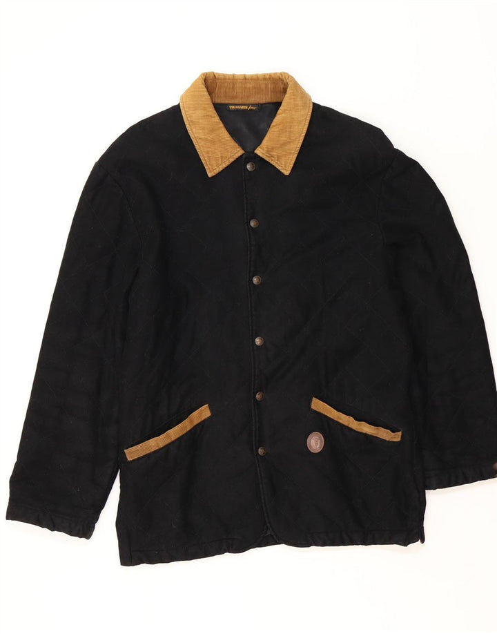 Ανδρικό καπιτονέ μπουφάν Trussardi UK 38 Medium Black Viscose