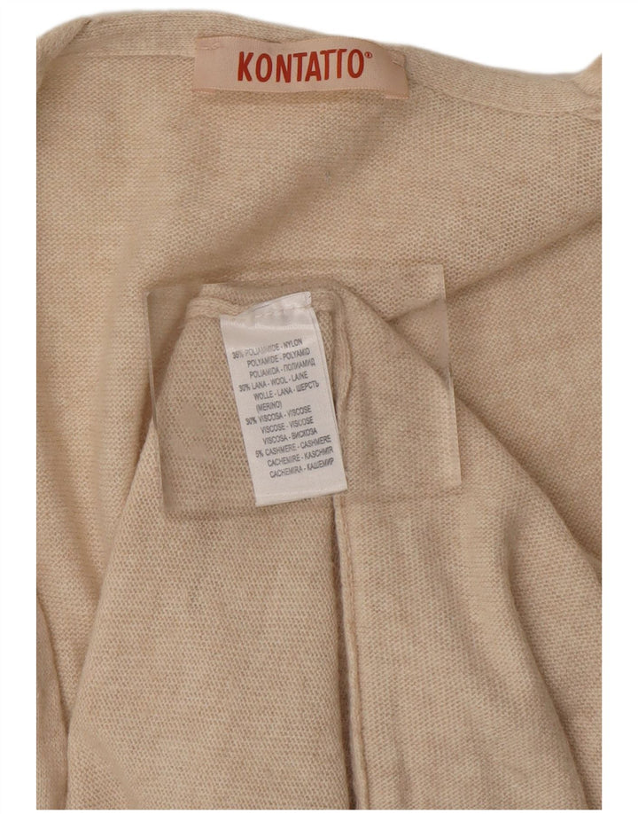 KONTATTO Womens Longline Cardigan Sweater UK 14 Medium Beige Polyamide