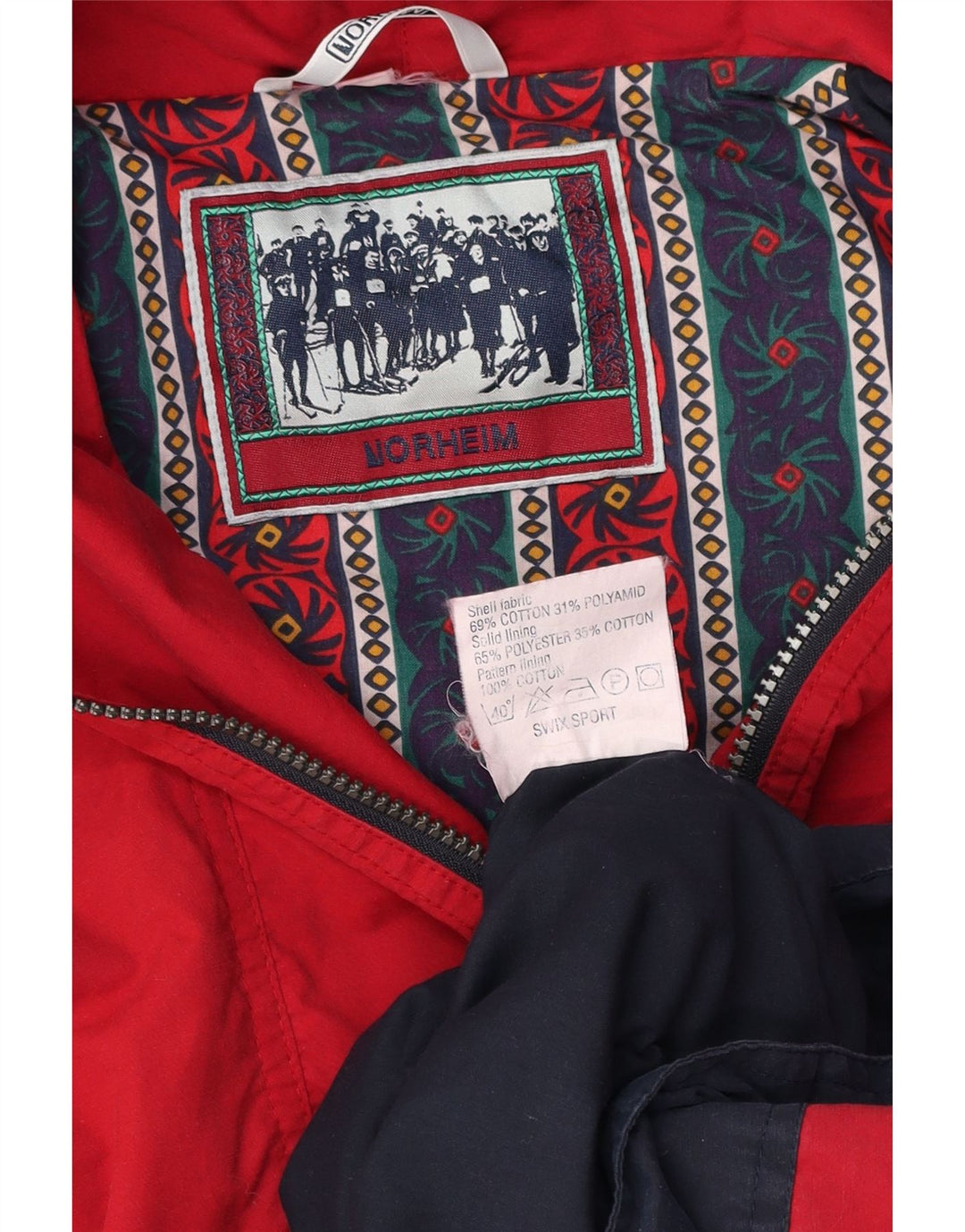 NORHEIM Ανδρικό μπουφάν Anorak με κουκούλα UK 40 μεγάλο κόκκινο βαμβακερό