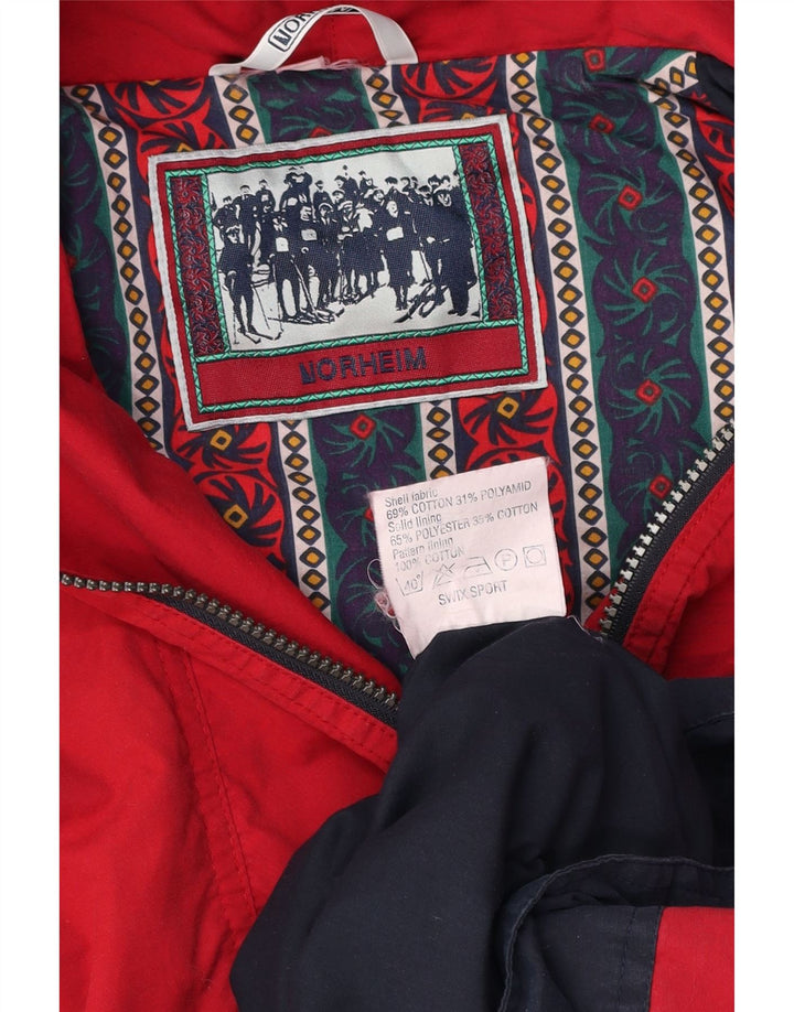 NORHEIM Ανδρικό μπουφάν Anorak με κουκούλα UK 40 μεγάλο κόκκινο βαμβακερό