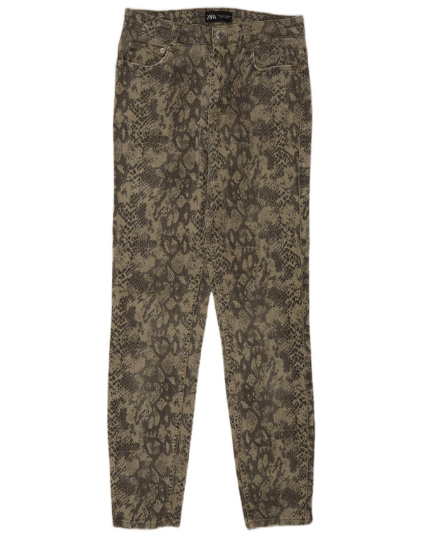 Zara Γυναικείο Slim Jeans EU 40 Medium W30 L28 Khaki Animal Print