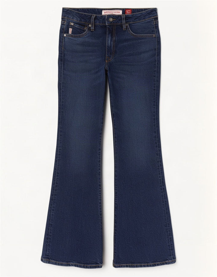 Superdry Γυναικείο τζιν με φλάντζα W28 L32 Navy Blue Cotton