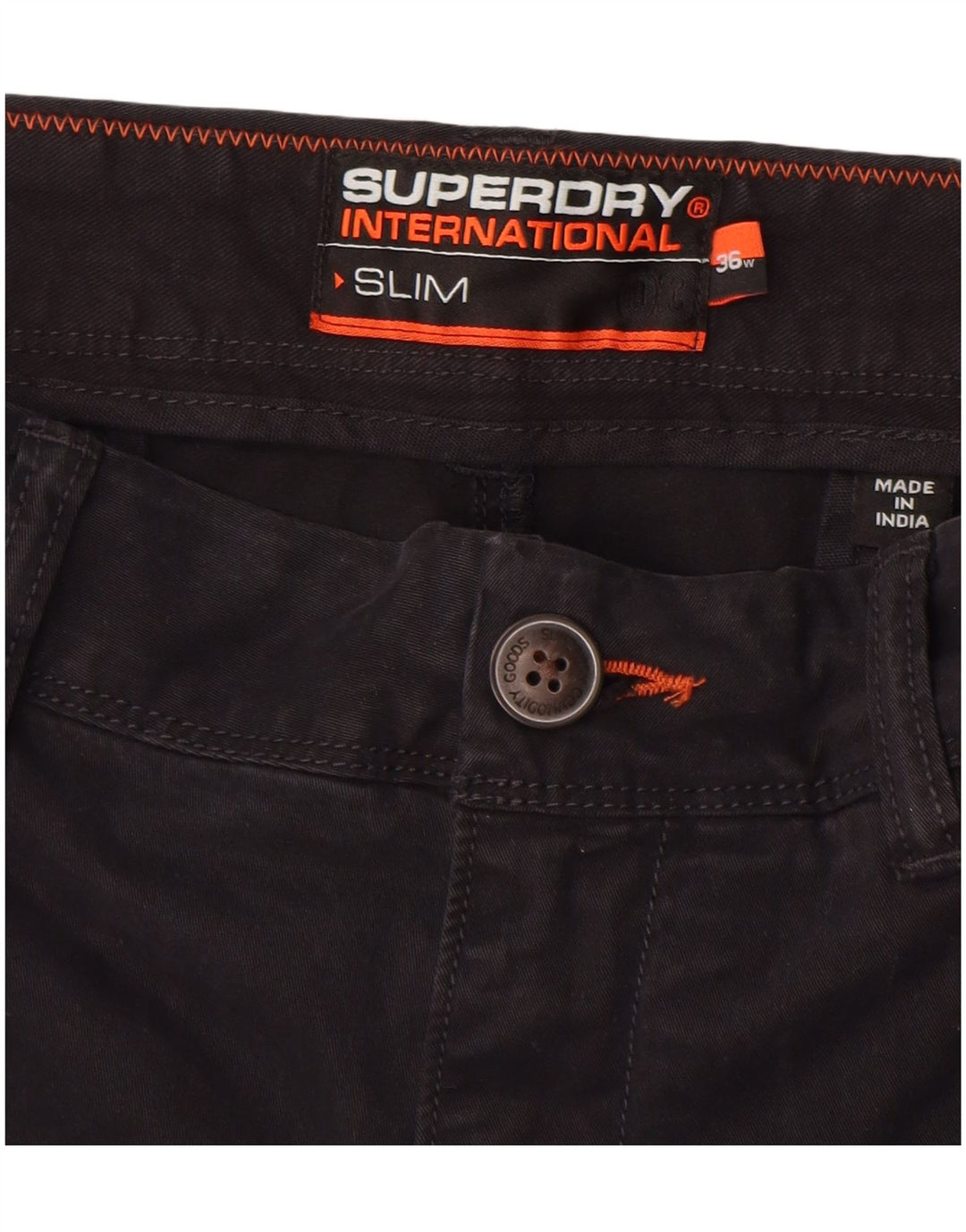 Ανδρικό Slim σορτς Chino Superdry W36 μεγάλο μαύρο βαμβακερό