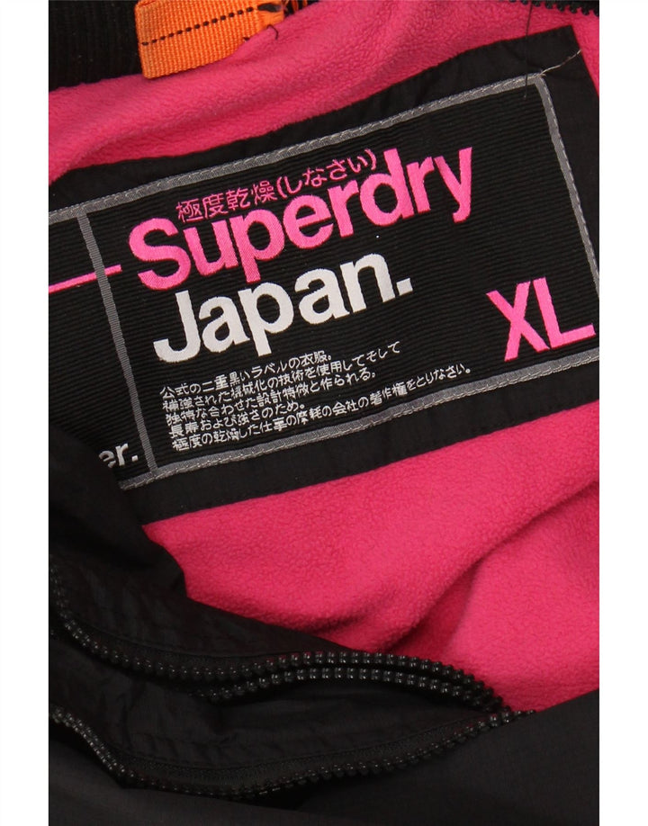 Superdry γυναικείο μπουφάν με κουκούλα αντιανεμικό UK 18 XL μαύρο νάιλον