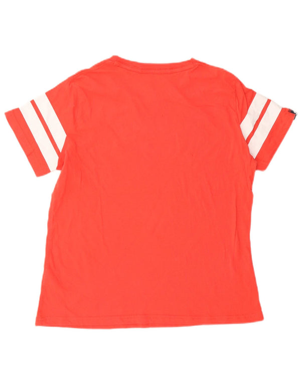 Superdry Womens Graphic T-Shirt Top UK 12 Medium Red Colourblock Cotton