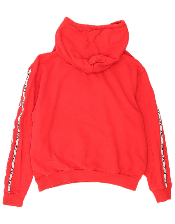 Levi's Womens Graphic Hoodie Jumper UK 2 2XS Red Cotton