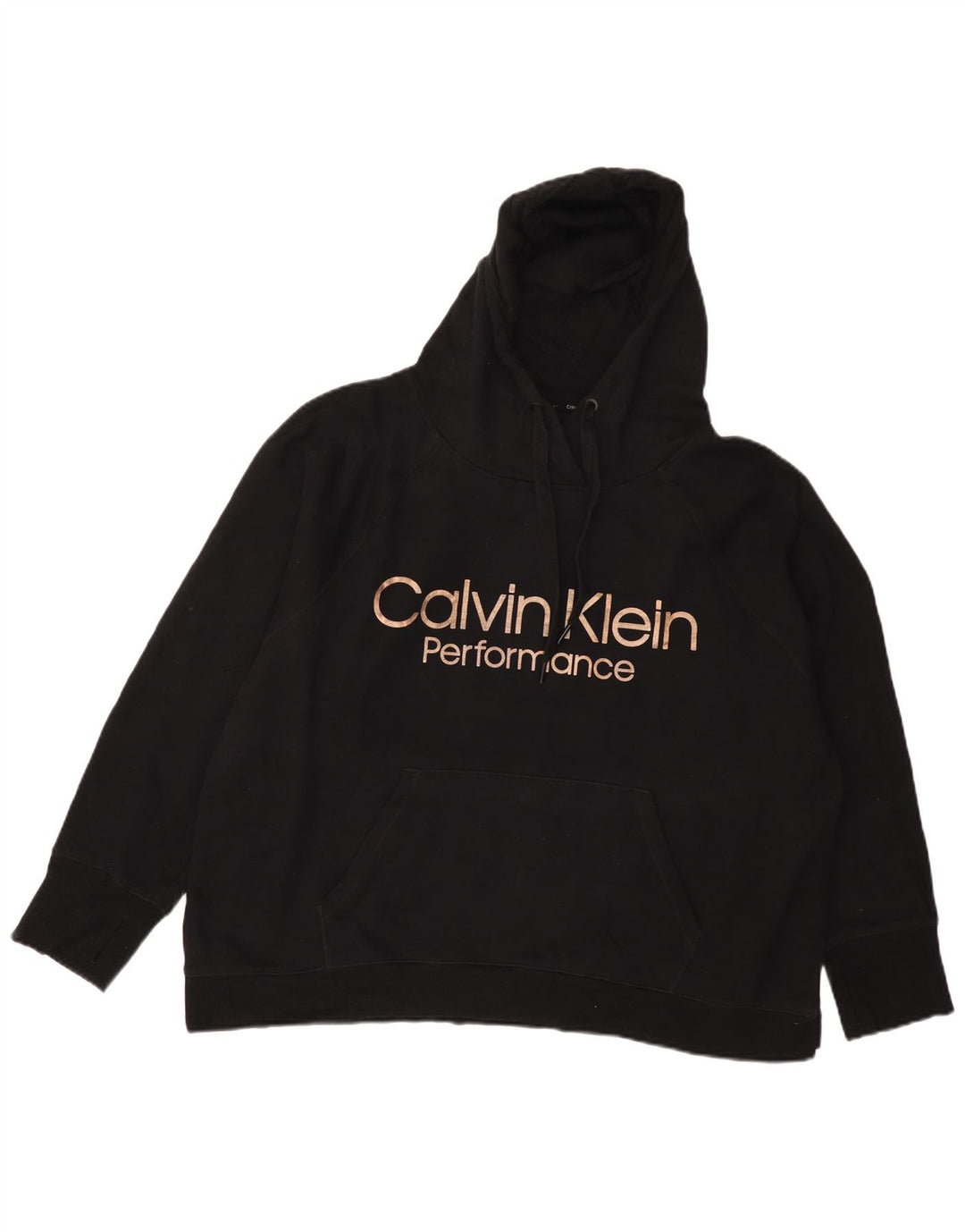 CALVIN KLEIN Γυναικείο υπερμεγέθη γραφικό κουκούλα UK 18 XL μαύρο βαμβακερό