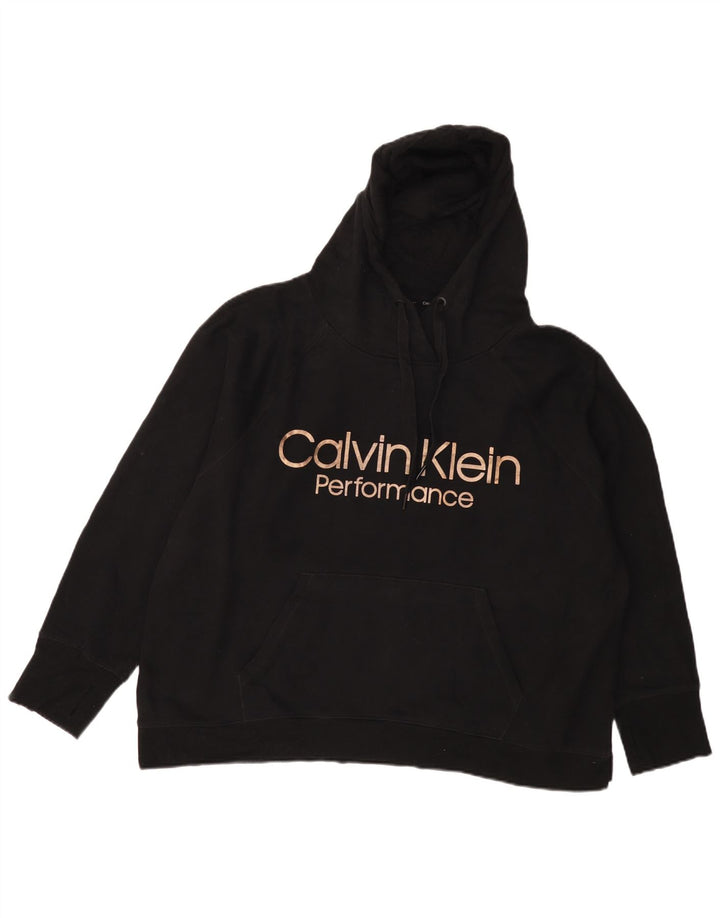 CALVIN KLEIN Γυναικείο υπερμεγέθη γραφικό κουκούλα UK 18 XL μαύρο βαμβακερό