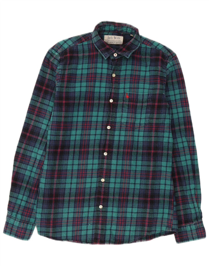 Jack Wills Ανδρικό φανελένιο πουκάμισο Βαμβακερό μεσαίο πράσινο βαμβακερό