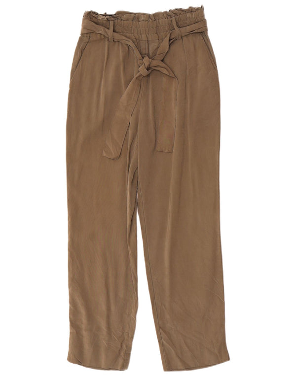 Zara γυναικείο ψηλόμεσο κομμένο παντελόνι XS W24 L25 Khaki Viscose