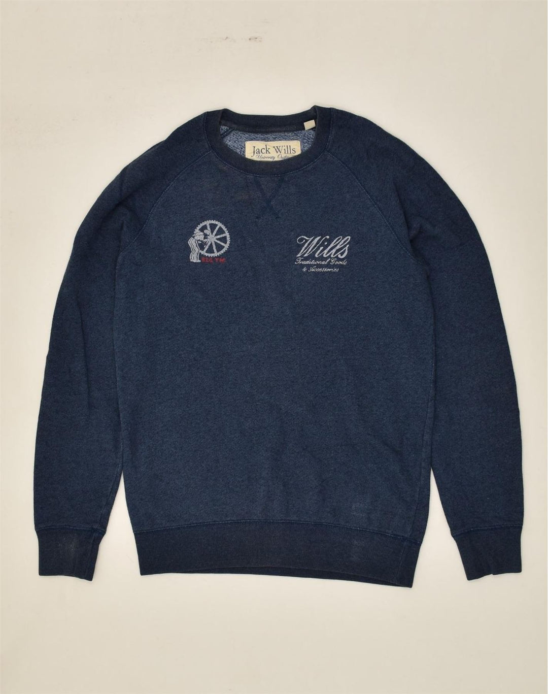 JACK WILLS Mens Graphic Sweatshirt Jumper XS Navy Blue Cotton | Vintage Jack Wills | Thrift | Second-Hand Jack Wills | Used Clothing | Messina Hembry 