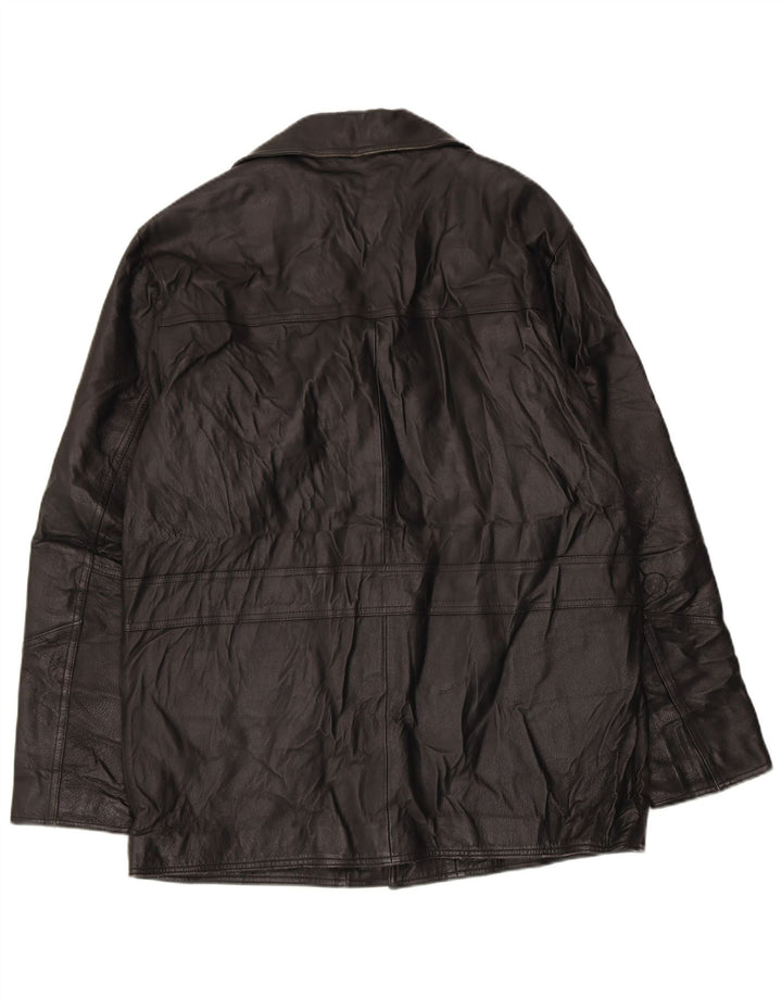 VALENT Mens Leather Jacket UK 40 Large Black Leather