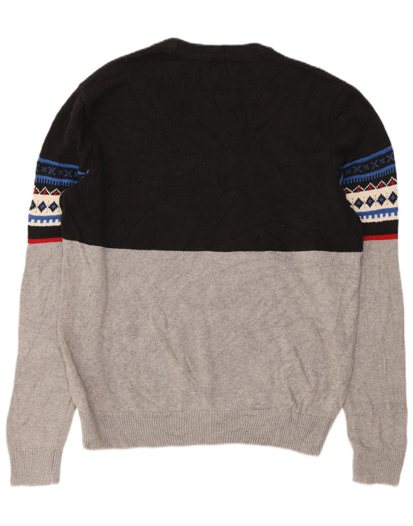 Chaps Ανδρικό πουλόβερ με λαιμόκοψη μεγάλο γκρι Fair Isle Cotton
