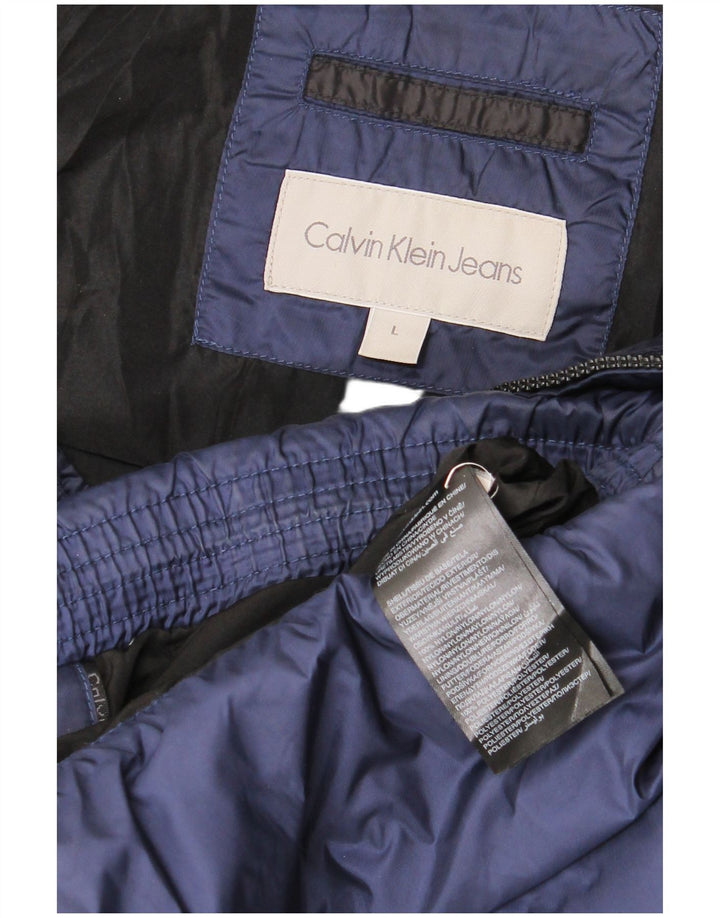 CALVIN KLEIN JEANS Ανδρικό μπουφάν με κουκούλα UK 40 Large Navy Blue Nylon