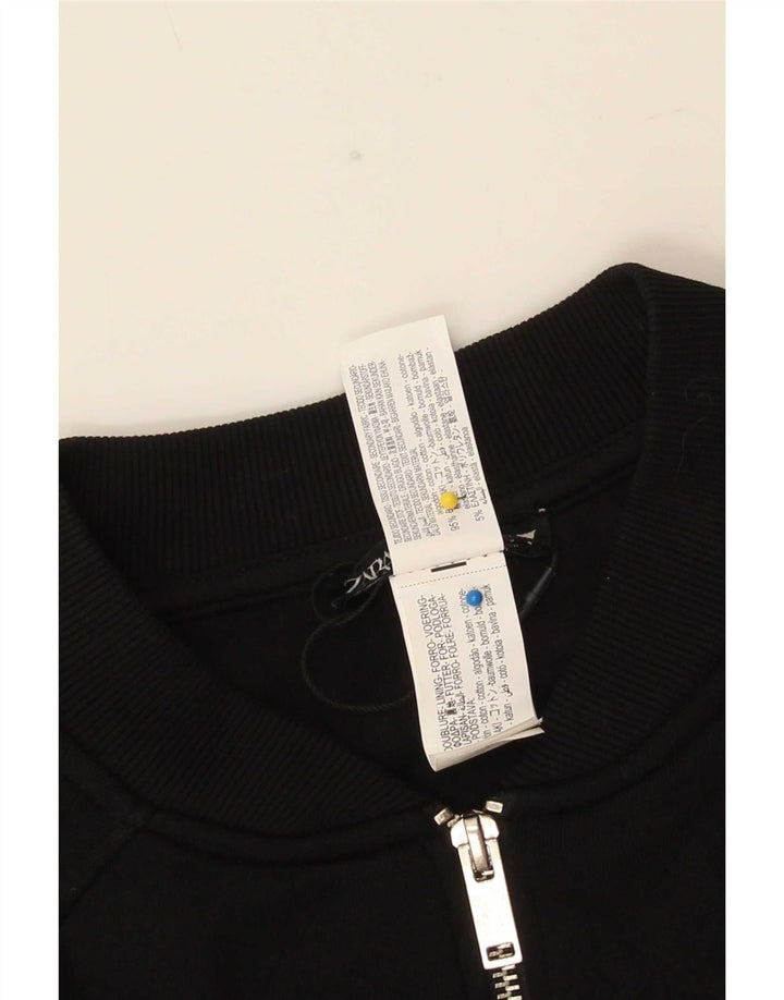 Zara Γυναικείο Bomber Jacket UK 16 Large Black Cotton
