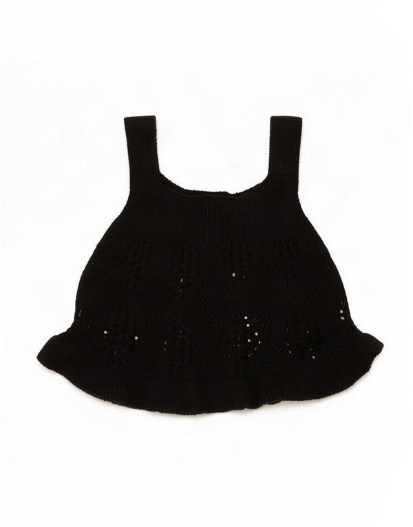 Zara Γυναικείο πλεκτό Cami Top UK 8 Small Black Βαμβακερό