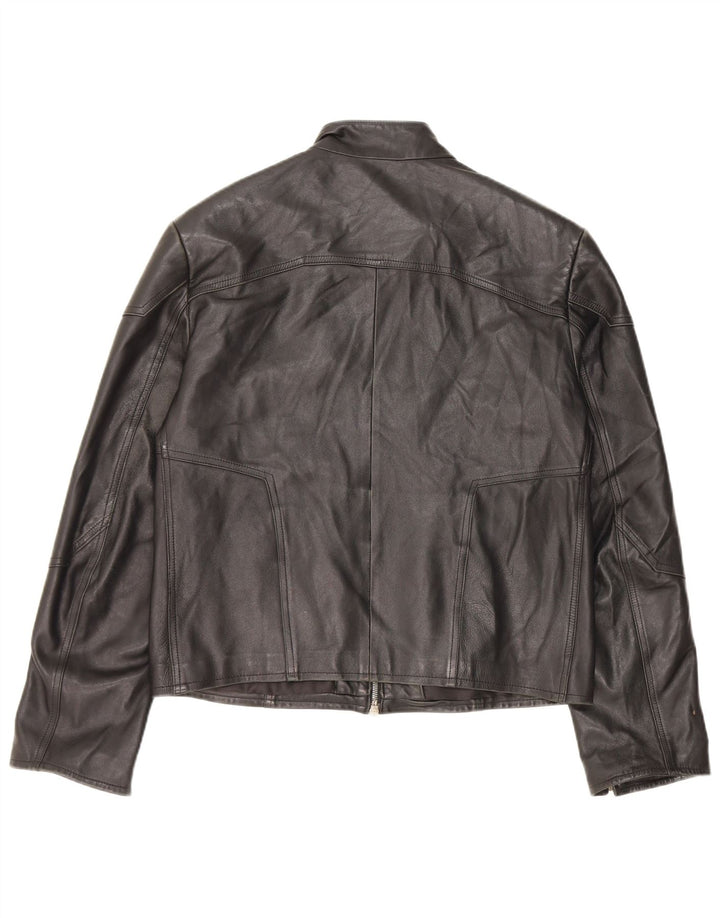 Vintage Γυναικείο Δερμάτινο Μπουφάν UK 14 Medium Black Leather