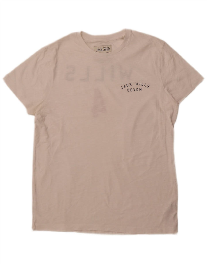 Ανδρικό γραφικό μπλουζάκι JACK WILLS Τοπ μεγάλο λευκό βαμβακερό