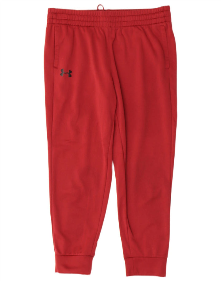UNDER ARMOUR Mens Tracksuit Trousers Joggers Large  Red Polyester