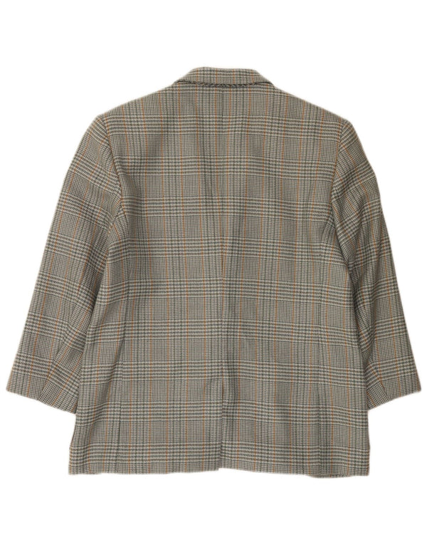 Vintage γυναικείο σακάκι 2 κουμπιών IT 46 μεγάλο γκρι μαλλί Houndstooth