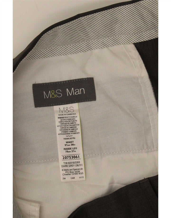 Marks & Spencer Ανδρικό παντελόνι με καρφίτσα W36 L31 Γκρι Πολυεστέρας