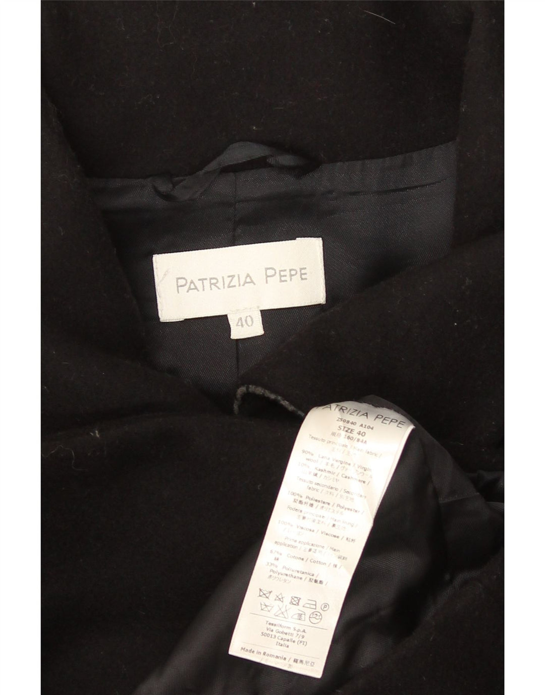 Patrizia Pepe Γυναικείο Πανωφόρι IT 40 Small Black Wool