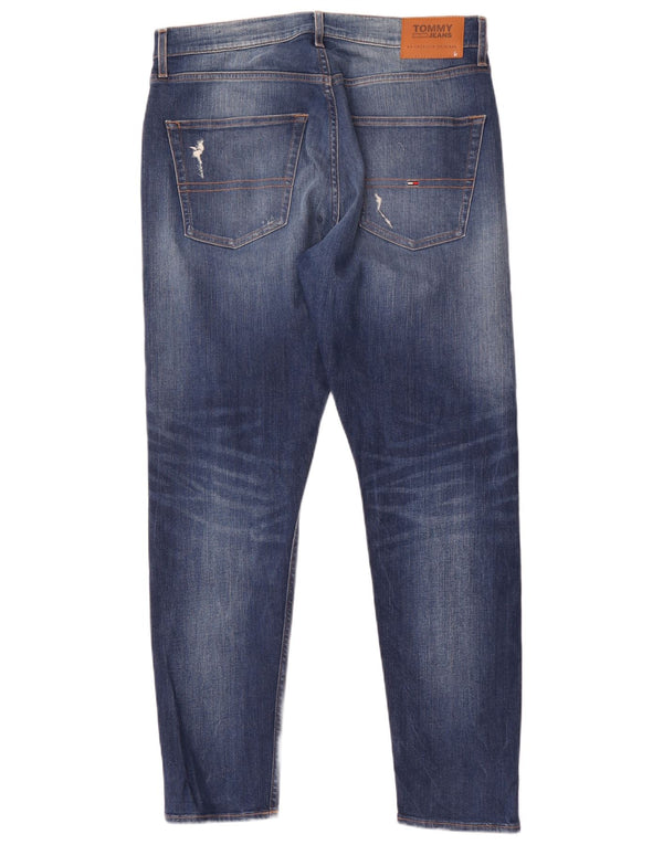 Tommy Hilfiger Mens Distressed Slim Jeans W32 L32 Navy Blue Cotton