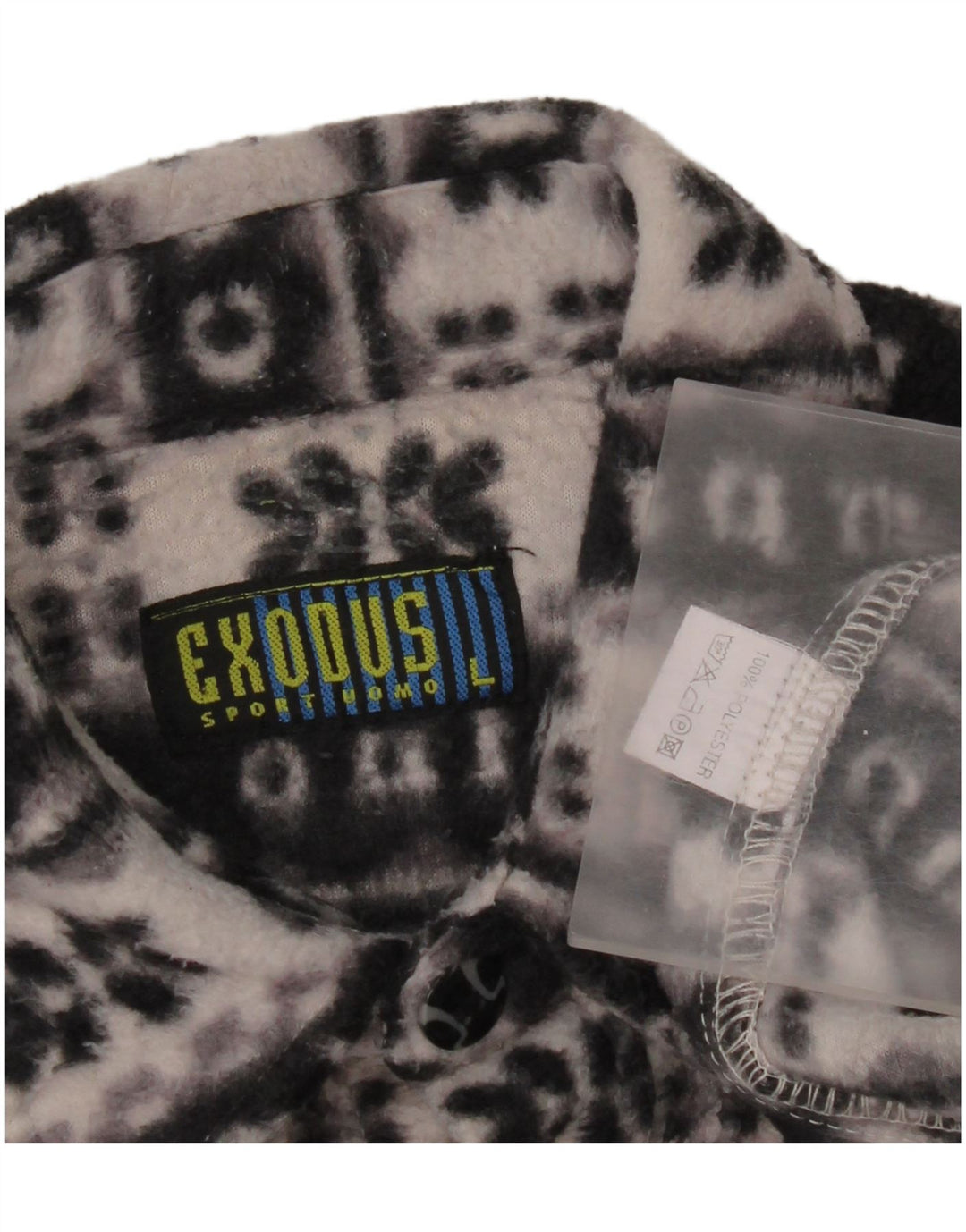 Vintage Ανδρικό πουκάμισο Fleece Μεγάλο Μαύρο Fair Isle Polyester