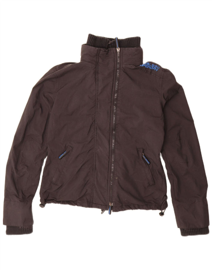 Γυναικείο γραφικό μπουφάν βροχής SUPERDRY UK 16 Large Black Nylon