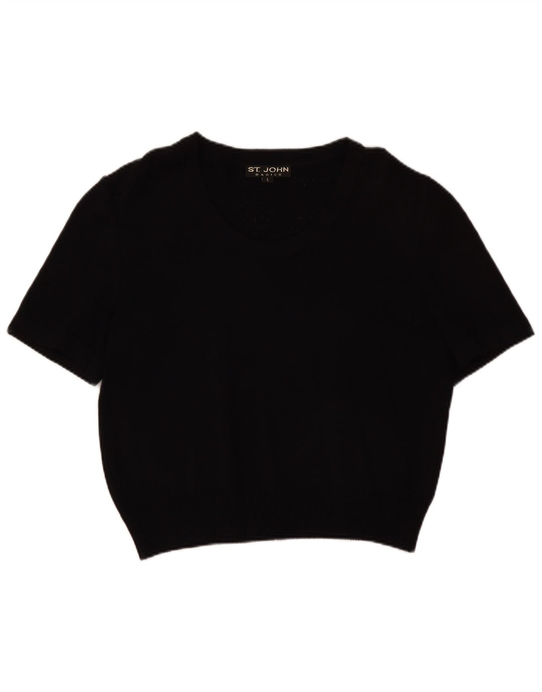 ST.John Womens Basics Crop Boat Neck Jumper πουλόβερ UK 16 Large Black