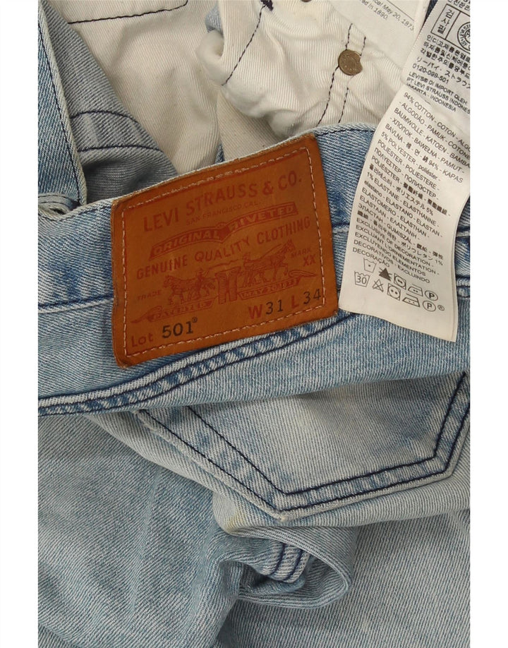 Levi's Mens 501 Distressed Straight Jeans W31 L34 Μπλε βαμβακερό