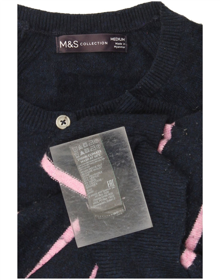 MARKS & SPENCER Γυναικείο πουλόβερ με λαιμό με κουμπιά UK 14 Medium Navy Blue