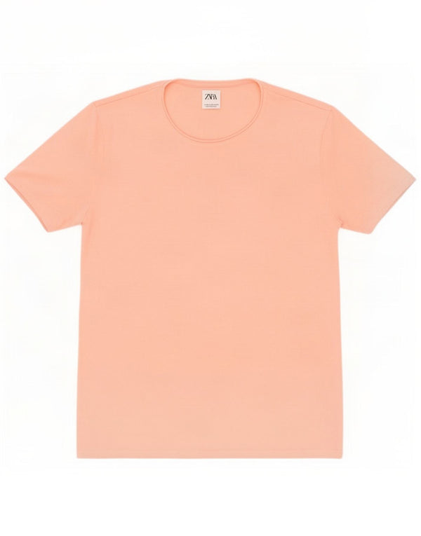 Zara Ανδρικό T-Shirt Top XL Ροζ Βαμβακερό
