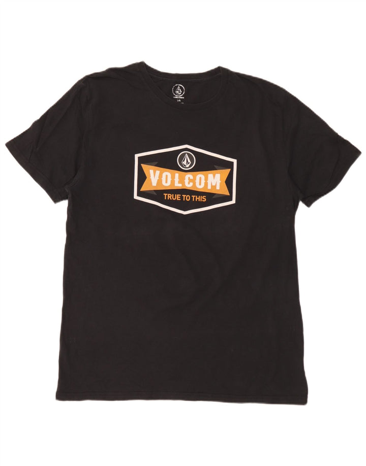 Ανδρικό γραφικό T-Shirt Volcom Top μεγάλο μαύρο βαμβακερό