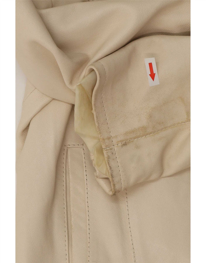 Vintage Γυναικείο Δερμάτινο Μπουφάν UK 14 Medium Beige