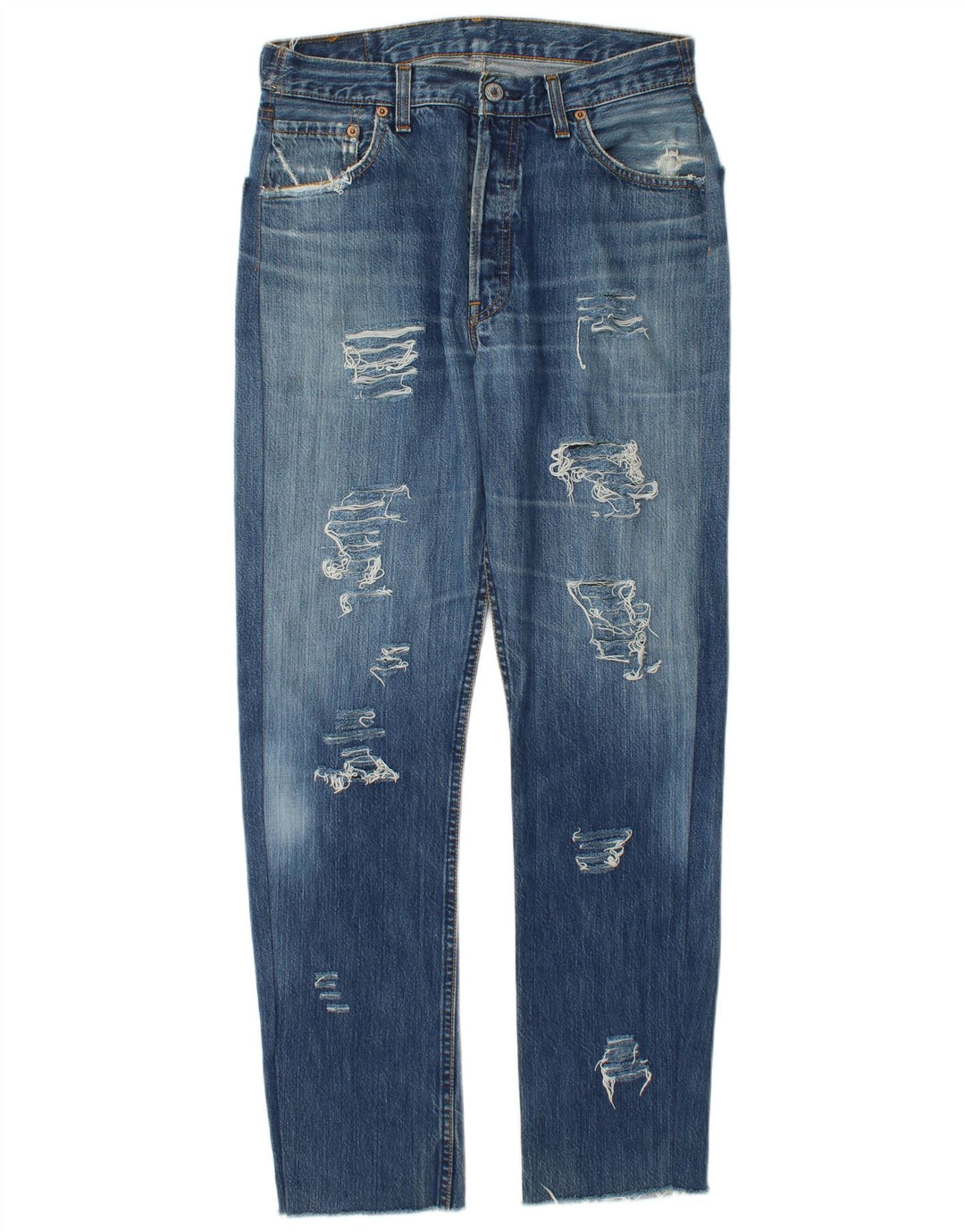 Levi's Womens 501 Distressed Straight Jeans W34 L30 Blue
